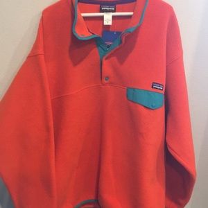 NWT Men’s XL orange and teal pull-over fleece